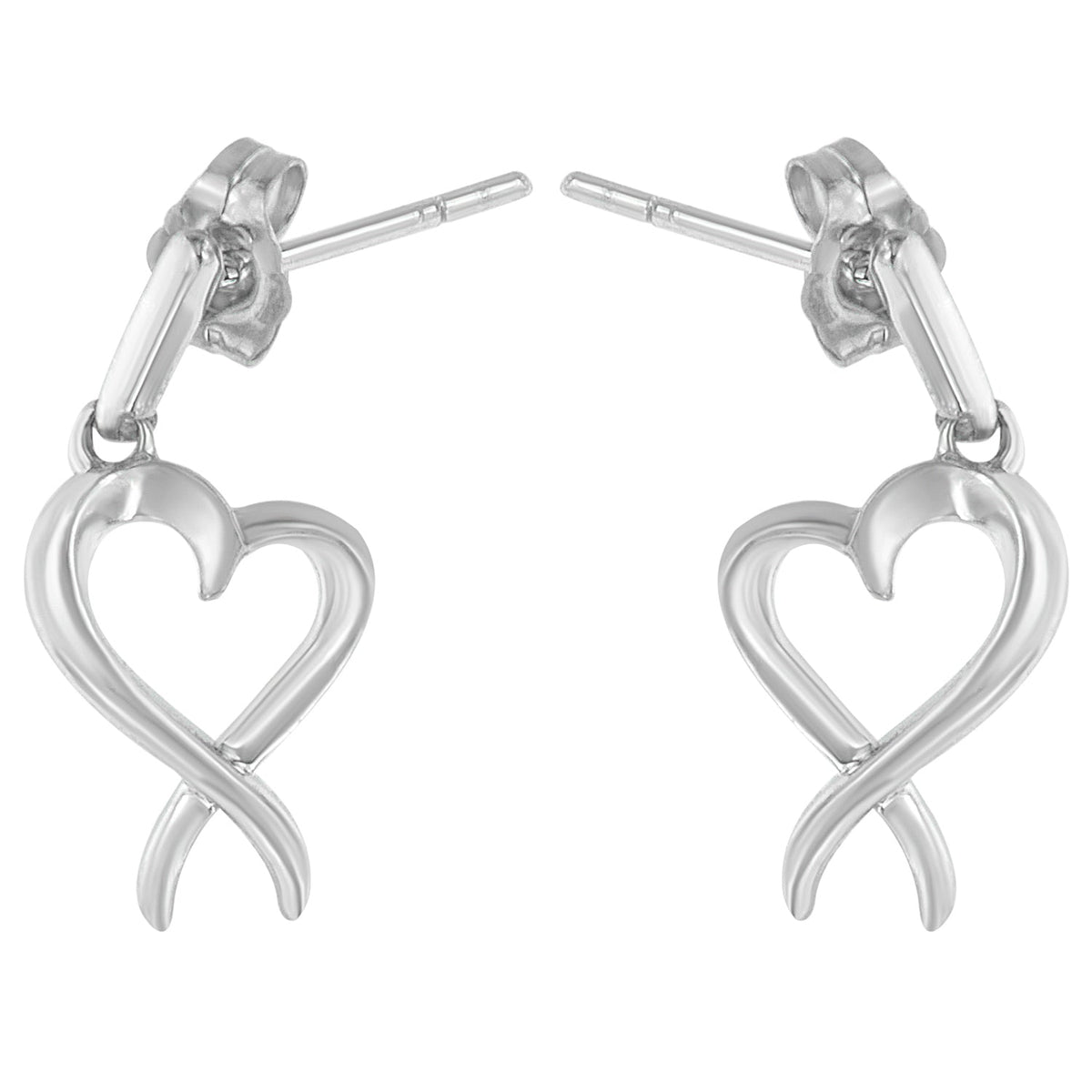 Sterling Silver Dangle-Heart Earrings - LinkagejewelrydesignLinkagejewelrydesign