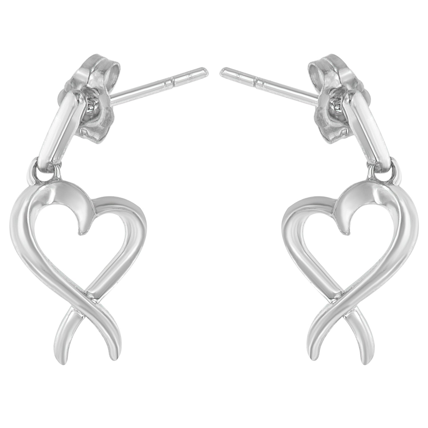 Sterling Silver Dangle-Heart Earrings - LinkagejewelrydesignLinkagejewelrydesign