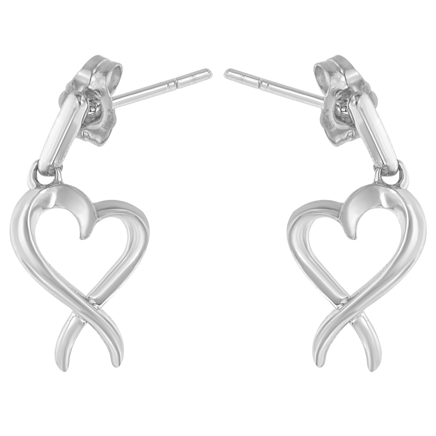 Sterling Silver Dangle-Heart Earrings - LinkagejewelrydesignLinkagejewelrydesign