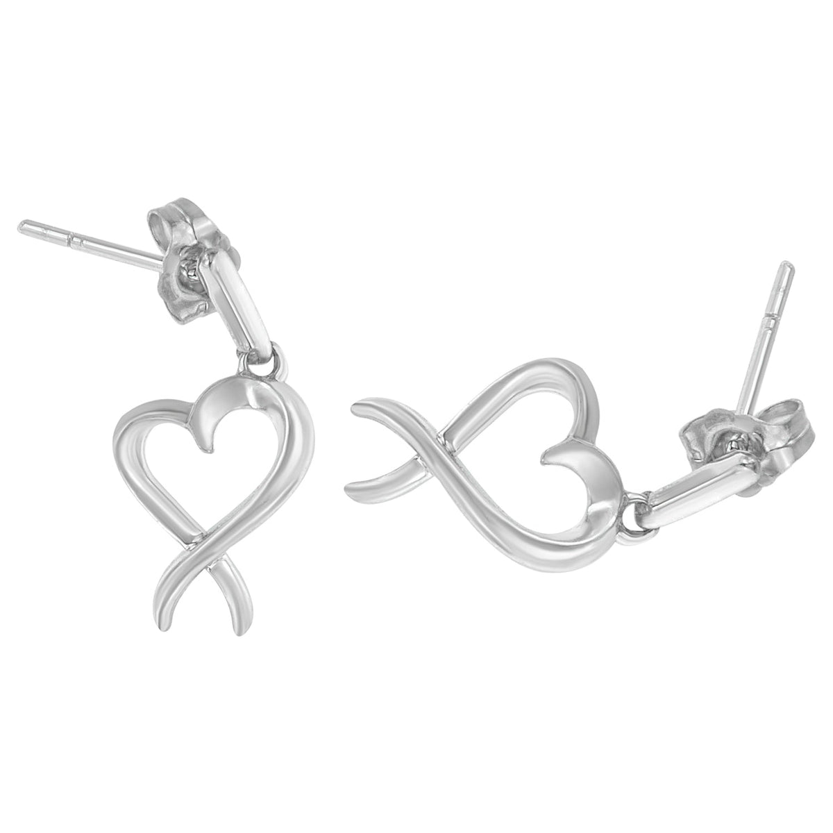 Sterling Silver Dangle-Heart Earrings - LinkagejewelrydesignLinkagejewelrydesign