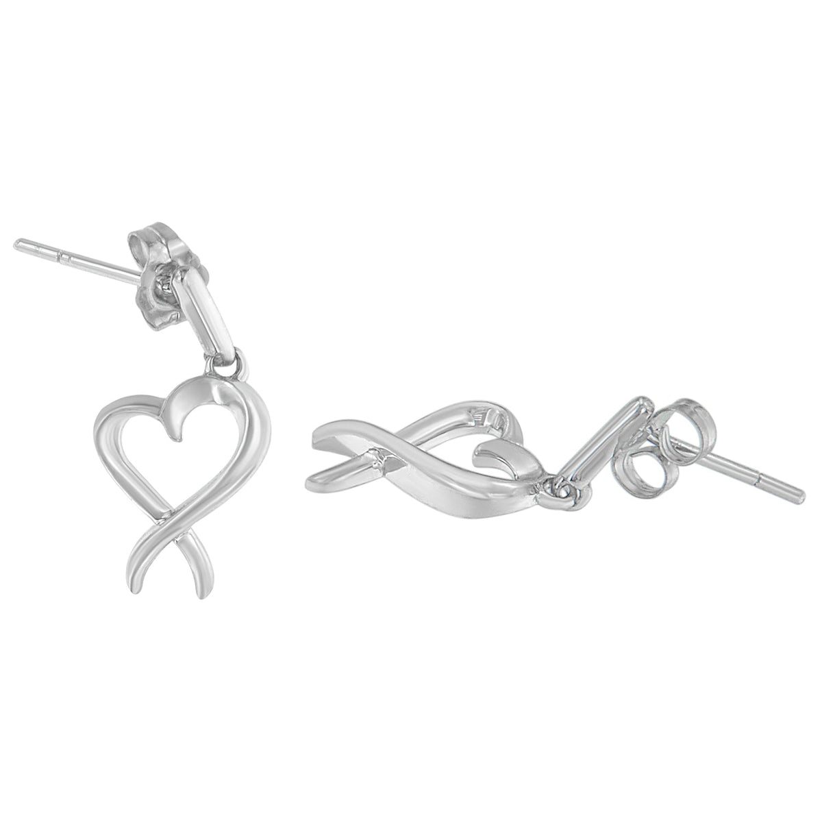 Sterling Silver Dangle-Heart Earrings - LinkagejewelrydesignLinkagejewelrydesign