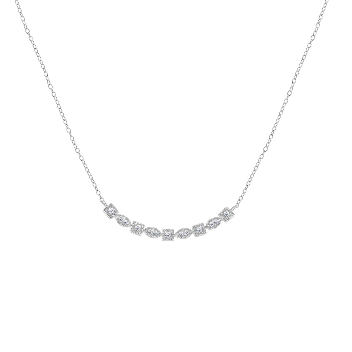 Sterling Silver Diamond Bar Mixed Shape Necklace (1/4 cttw, I-J Color, I2-I3 Clarity) - LinkagejewelrydesignLinkagejewelrydesign