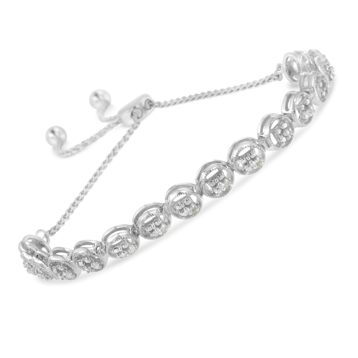 Sterling Silver Diamond Bolo Bracelet (0.1 cttw, I-J Color, I3 Clarity) - LinkagejewelrydesignLinkagejewelrydesign