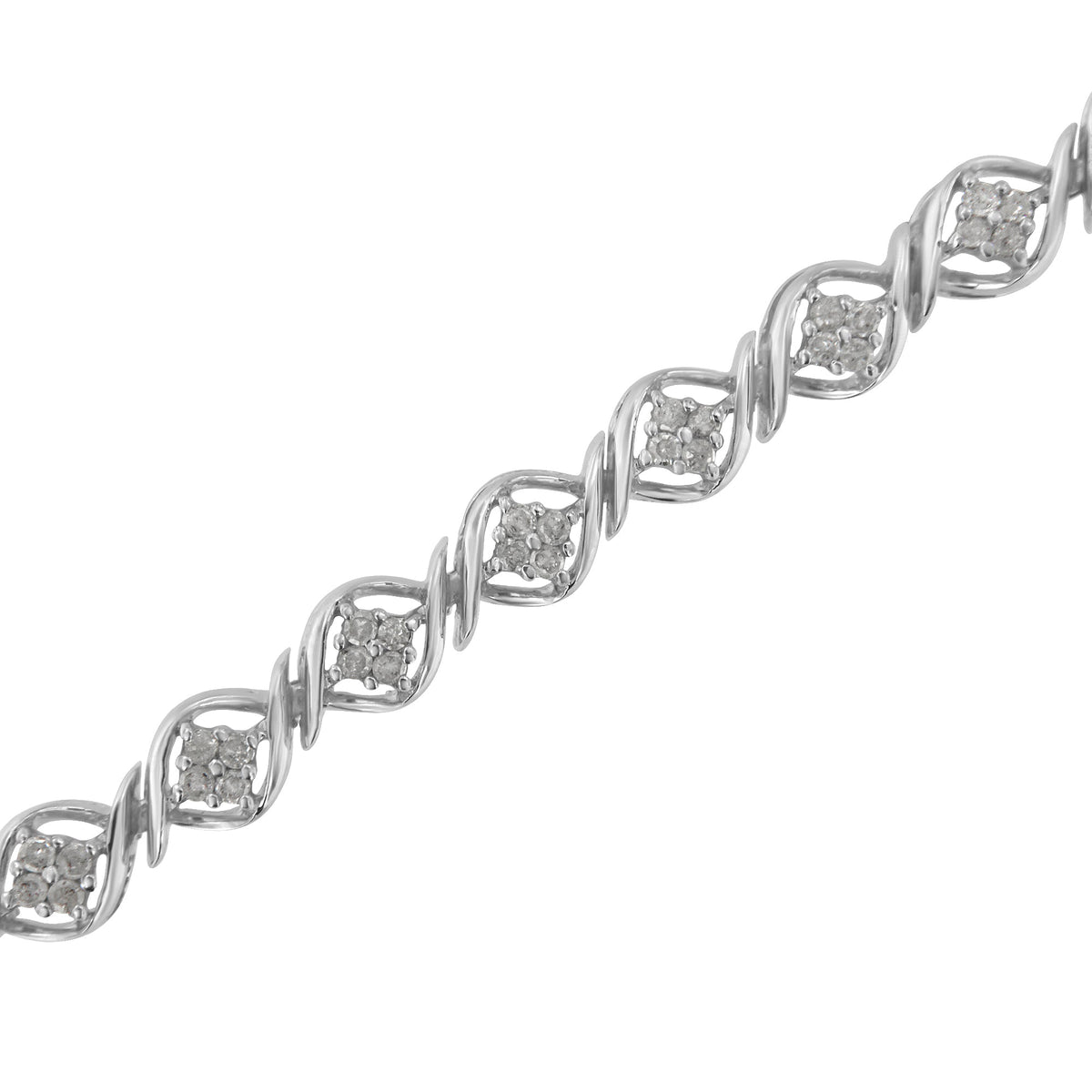 Sterling Silver Diamond Cluster Link Bracelet (1 cttw, I-J Color, I2-I3 Clarity) - LinkagejewelrydesignLinkagejewelrydesign