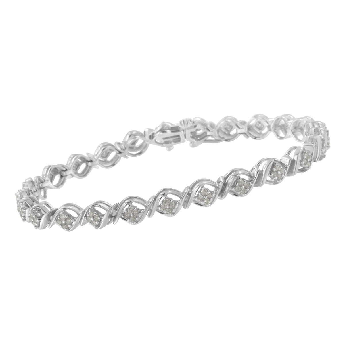 Sterling Silver Diamond Cluster Link Bracelet (1 cttw, I-J Color, I2-I3 Clarity) - LinkagejewelrydesignLinkagejewelrydesign