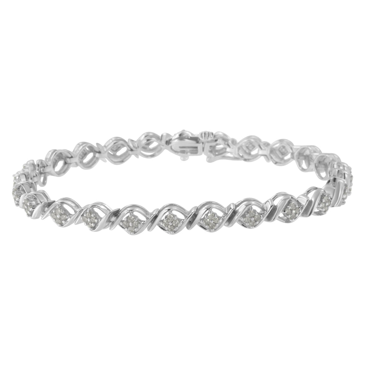 Sterling Silver Diamond Cluster Link Bracelet (1 cttw, I-J Color, I2-I3 Clarity) - LinkagejewelrydesignLinkagejewelrydesign
