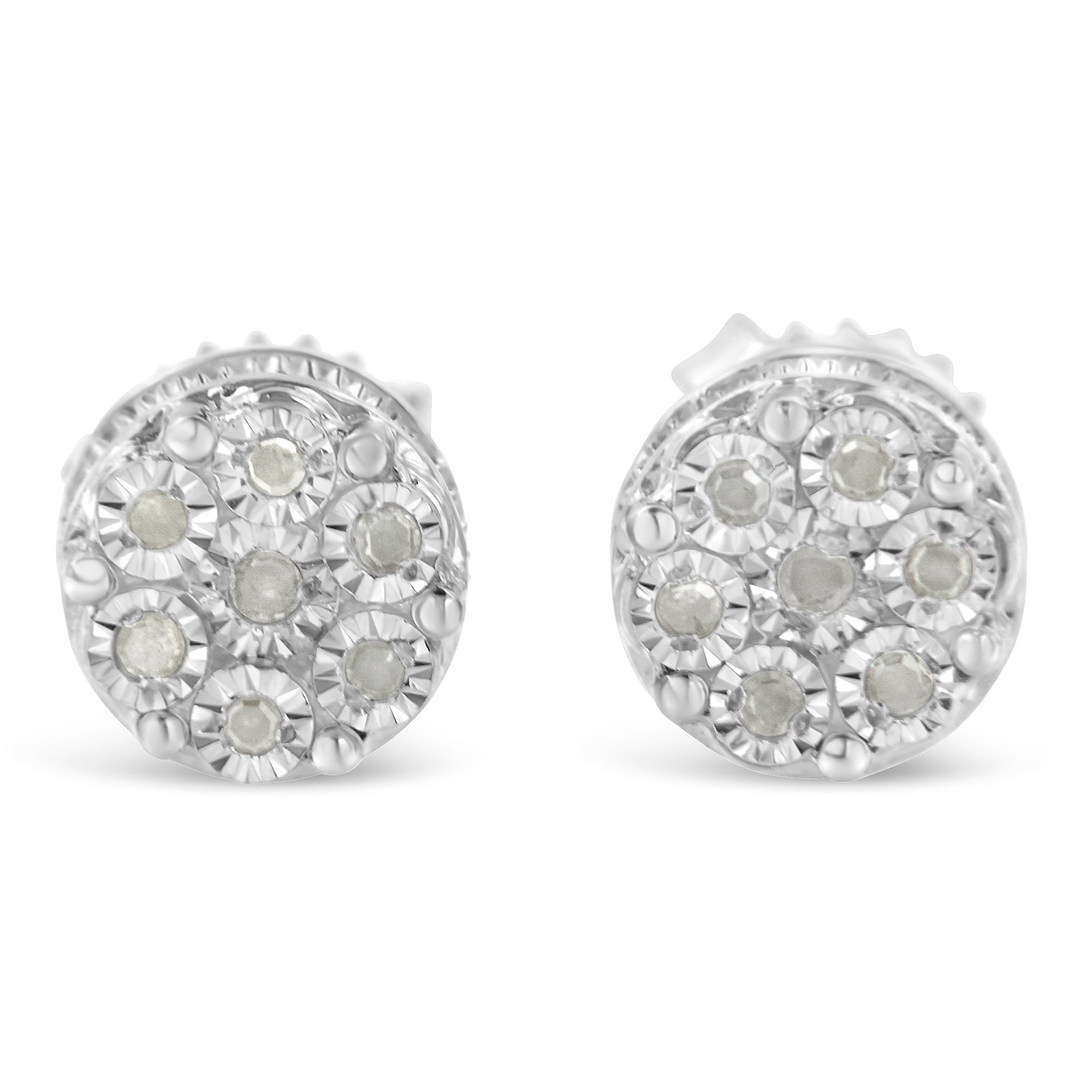 Sterling Silver Diamond Cluster Stud Earrings (0.15 cttw, I-J Color, I3 Clarity) - LinkagejewelrydesignLinkagejewelrydesign