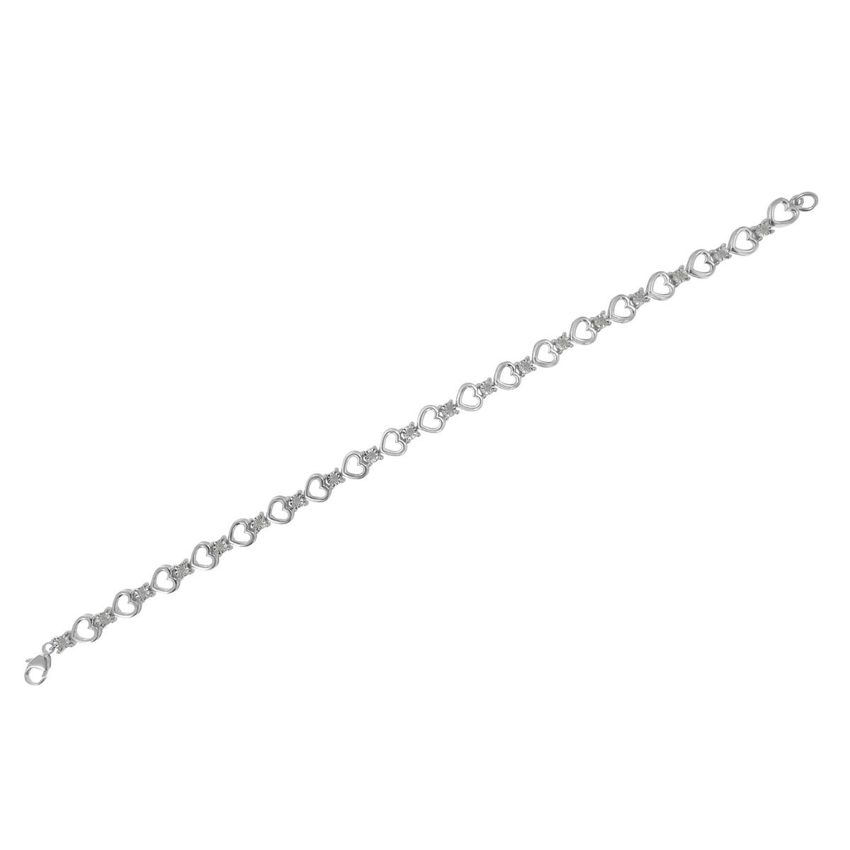 Sterling Silver Diamond Heart Link Bracelet (1/4 cttw, I-J Color, I3 Clarity) - LinkagejewelrydesignLinkagejewelrydesign