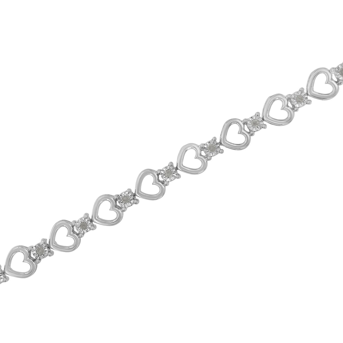 Sterling Silver Diamond Heart Link Bracelet (1/4 cttw, I-J Color, I3 Clarity) - LinkagejewelrydesignLinkagejewelrydesign