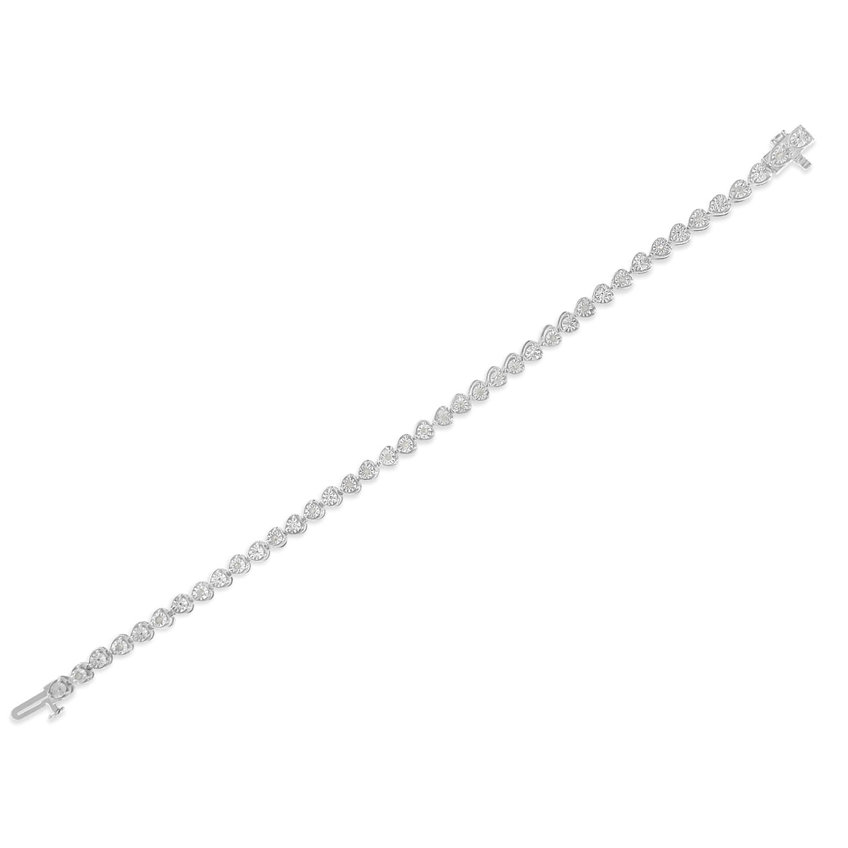 Sterling Silver Diamond Heart Tennis Link Bracelet (1/4 cttw, I-J Color, I3 Clarity) - LinkagejewelrydesignLinkagejewelrydesign