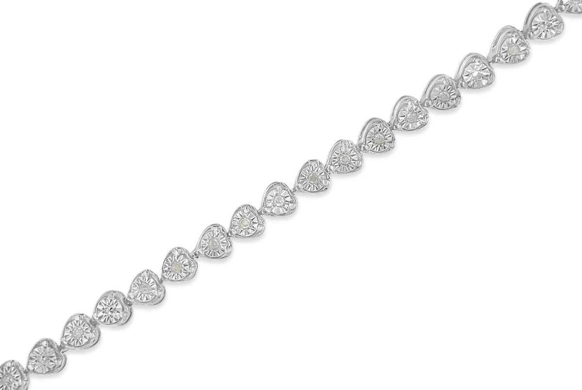 Sterling Silver Diamond Heart Tennis Link Bracelet (1/4 cttw, I-J Color, I3 Clarity) - LinkagejewelrydesignLinkagejewelrydesign