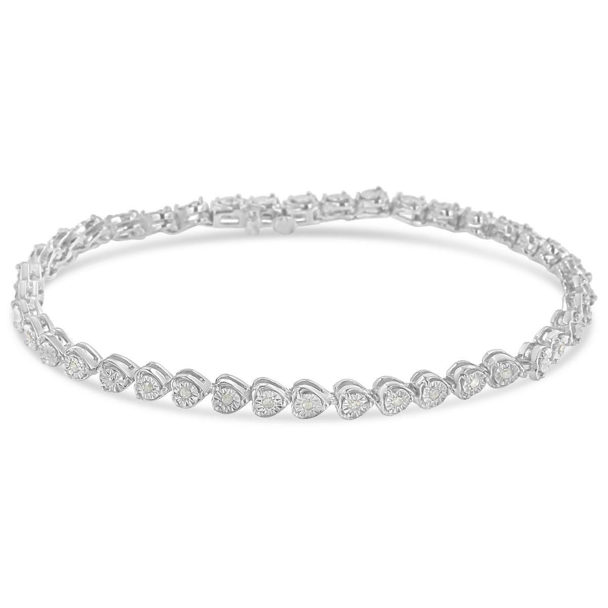 Sterling Silver Diamond Heart Tennis Link Bracelet (1/4 cttw, I-J Color, I3 Clarity) - LinkagejewelrydesignLinkagejewelrydesign