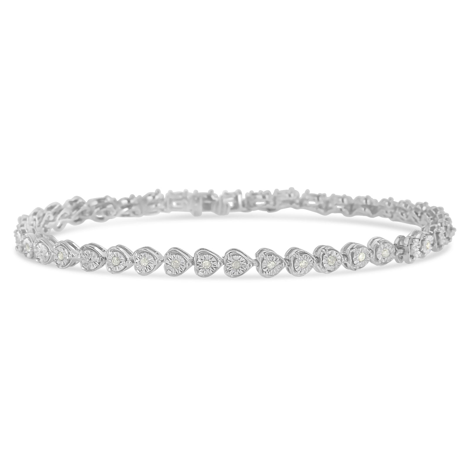 Sterling Silver Diamond Heart Tennis Link Bracelet (1/4 cttw, I-J Color, I3 Clarity) - LinkagejewelrydesignLinkagejewelrydesign