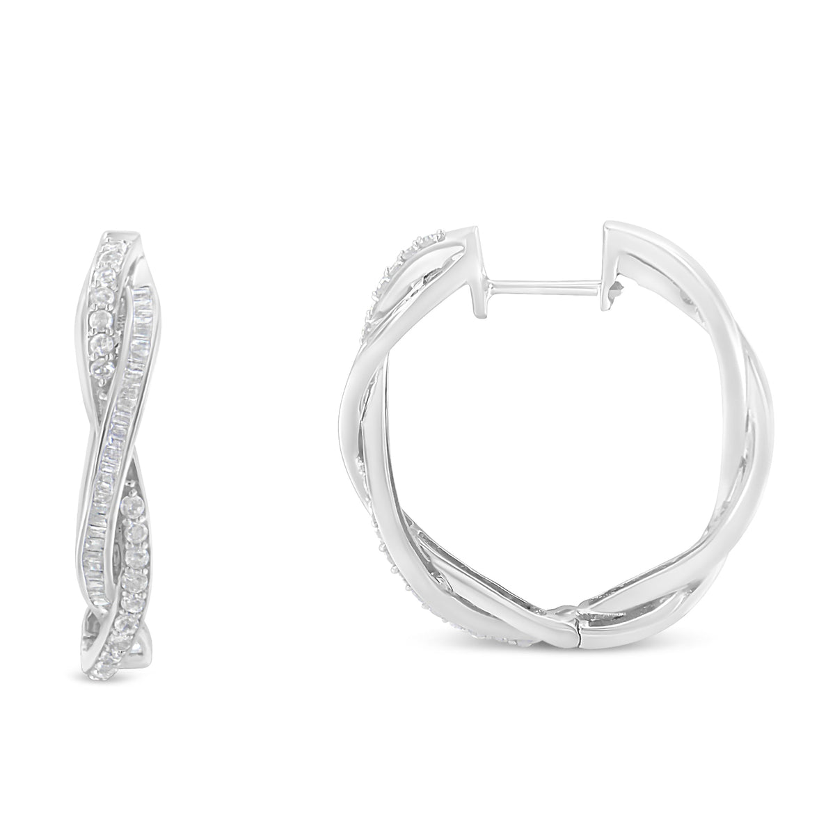 Sterling-Silver Diamond Hoop Earring (0.75 cttw, I-J Color, I2-I3 Clarity) - LinkagejewelrydesignLinkagejewelrydesign