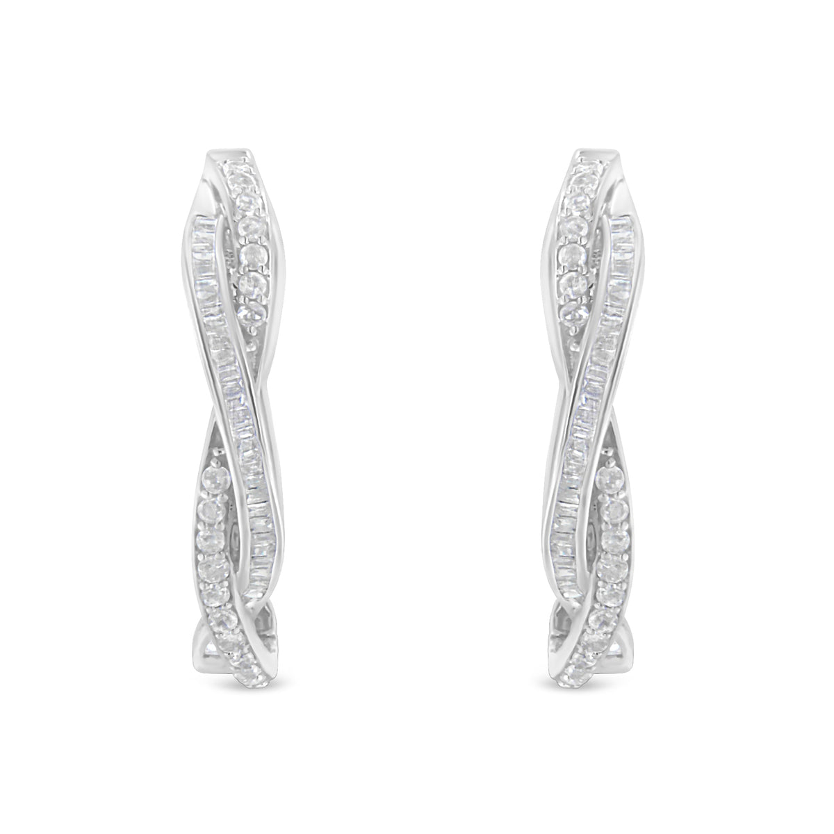 Sterling-Silver Diamond Hoop Earring (0.75 cttw, I-J Color, I2-I3 Clarity) - LinkagejewelrydesignLinkagejewelrydesign