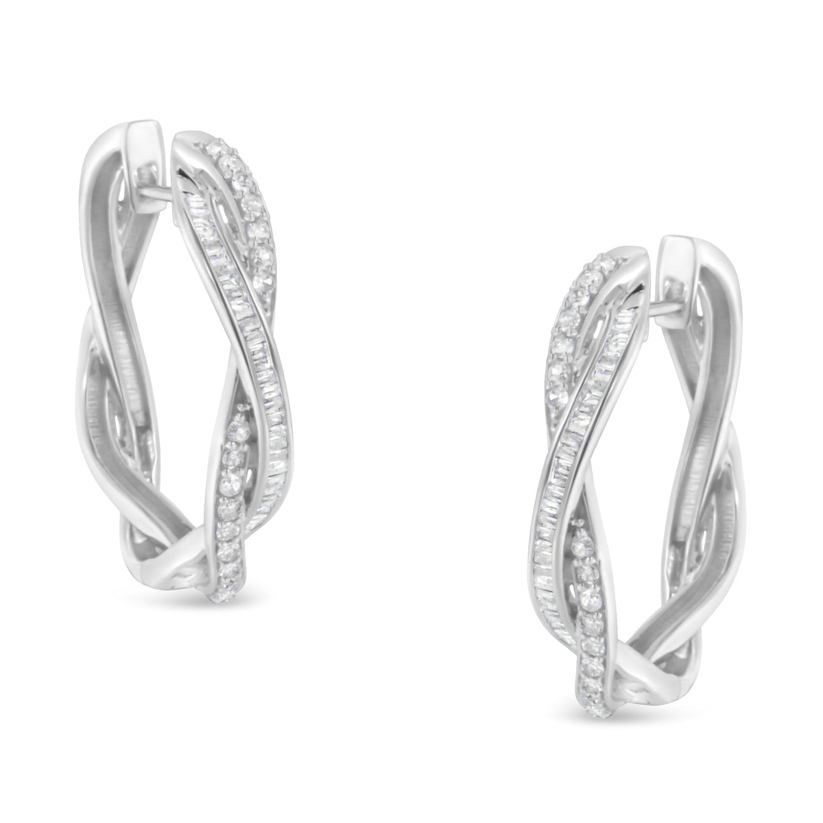 Sterling-Silver Diamond Hoop Earring (0.75 cttw, I-J Color, I2-I3 Clarity) - LinkagejewelrydesignLinkagejewelrydesign