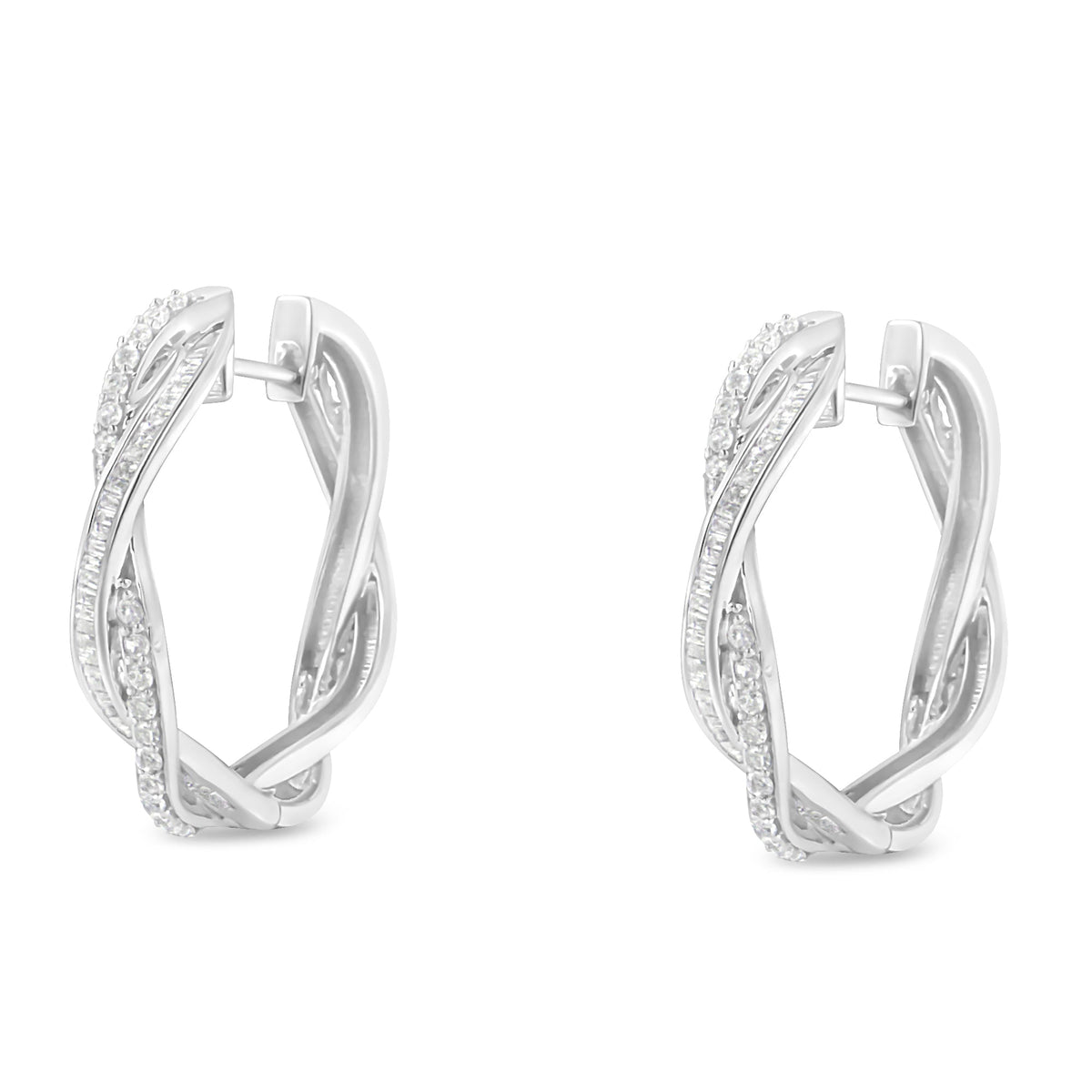 Sterling-Silver Diamond Hoop Earring (0.75 cttw, I-J Color, I2-I3 Clarity) - LinkagejewelrydesignLinkagejewelrydesign