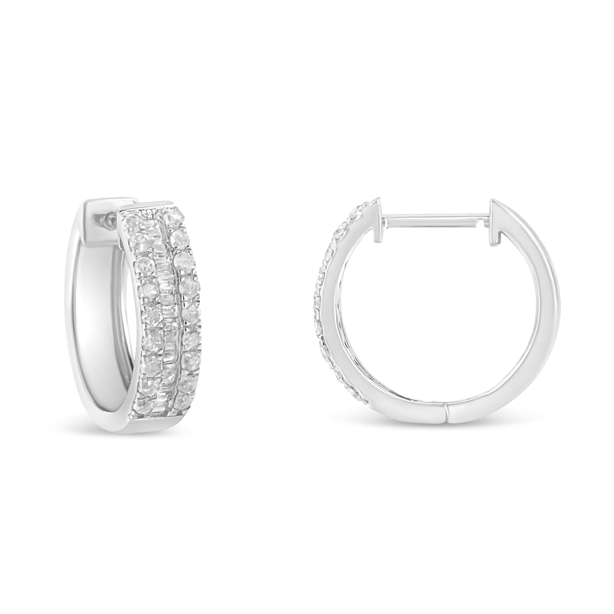 Sterling-Silver Diamond Hoop Earring (1/2 cttw, I-J Color, I2-I3 Clarity) - LinkagejewelrydesignLinkagejewelrydesign