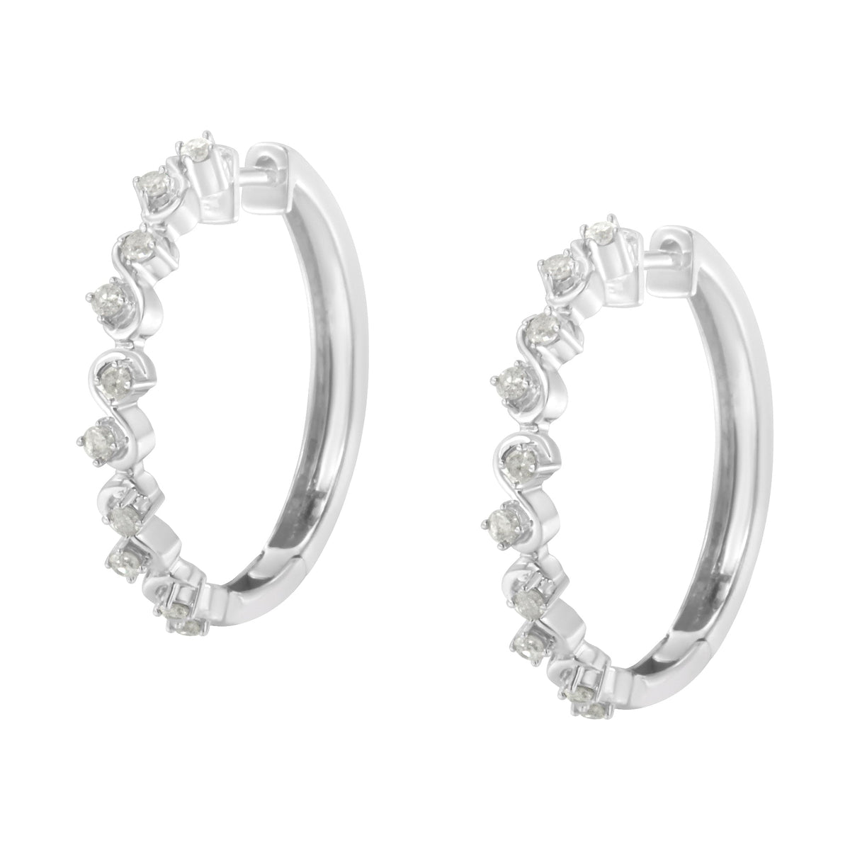 Sterling-Silver Diamond Hoop Earring (1/2 cttw, I-J Color, I3 Clarity) - LinkagejewelrydesignLinkagejewelrydesign