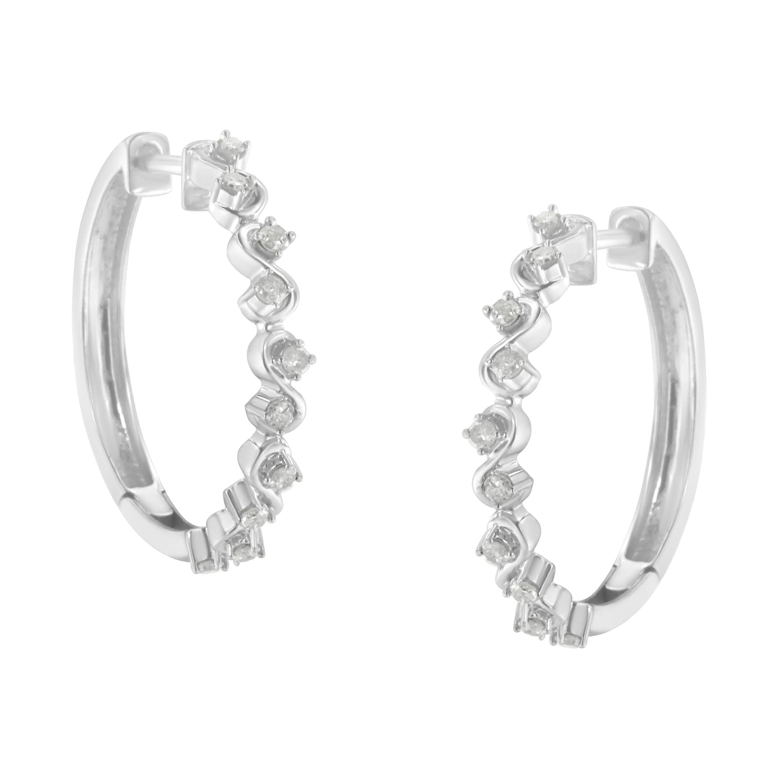 Sterling-Silver Diamond Hoop Earring (1/2 cttw, I-J Color, I3 Clarity) - LinkagejewelrydesignLinkagejewelrydesign