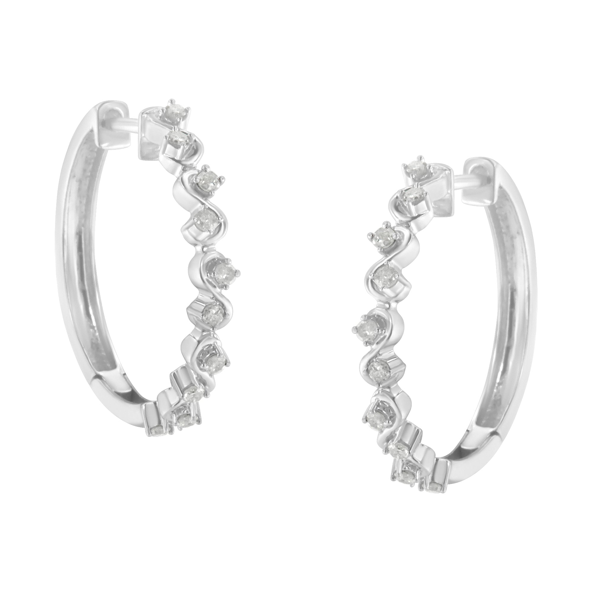 Sterling-Silver Diamond Hoop Earring (1/2 cttw, I-J Color, I3 Clarity) - LinkagejewelrydesignLinkagejewelrydesign