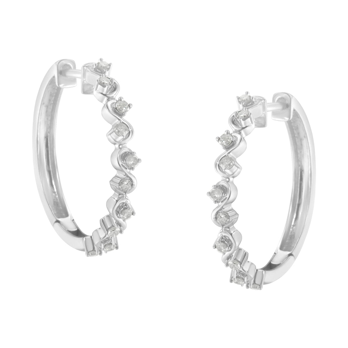 Sterling-Silver Diamond Hoop Earring (1/2 cttw, I-J Color, I3 Clarity) - LinkagejewelrydesignLinkagejewelrydesign