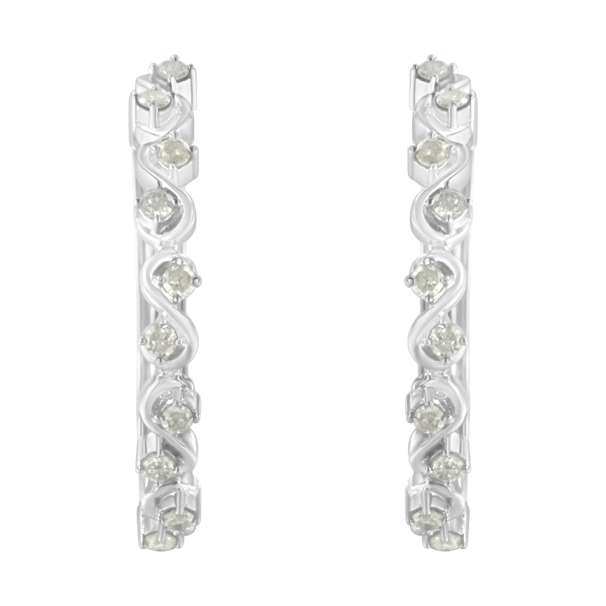 Sterling-Silver Diamond Hoop Earring (1/2 cttw, I-J Color, I3 Clarity) - LinkagejewelrydesignLinkagejewelrydesign
