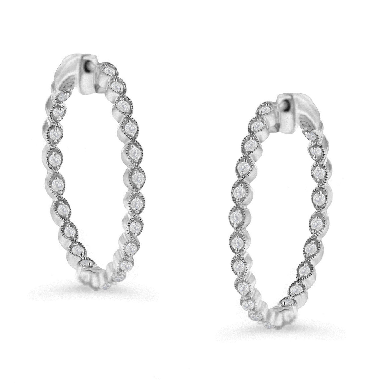 Sterling-Silver Diamond Hoop Earring (3/4 cttw, I-J Color, I3 Clarity) - LinkagejewelrydesignLinkagejewelrydesign