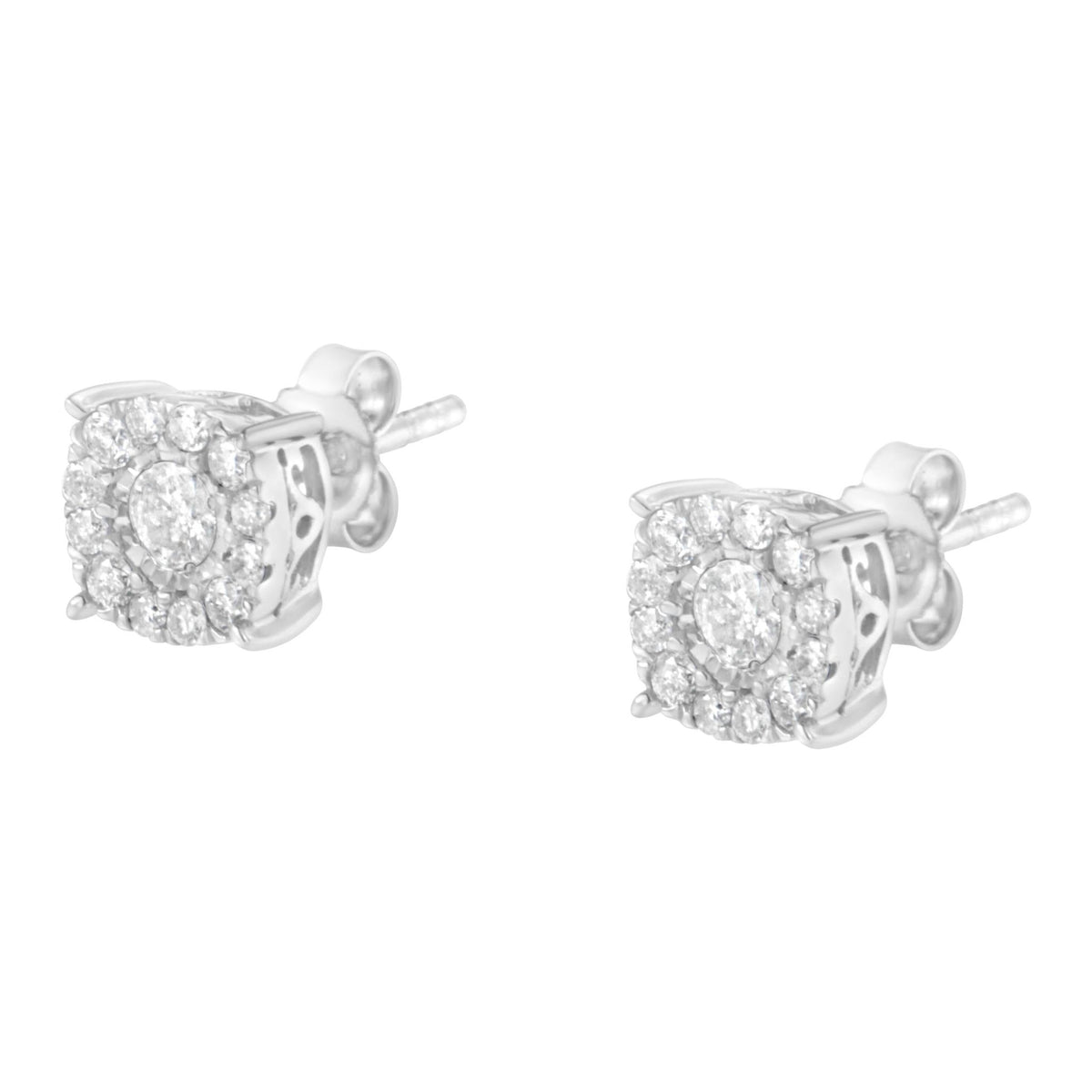 Sterling Silver Diamond Square Stud Earring (1/2 cttw, I-J Color, I2-I3 Clarity) - LinkagejewelrydesignLinkagejewelrydesign