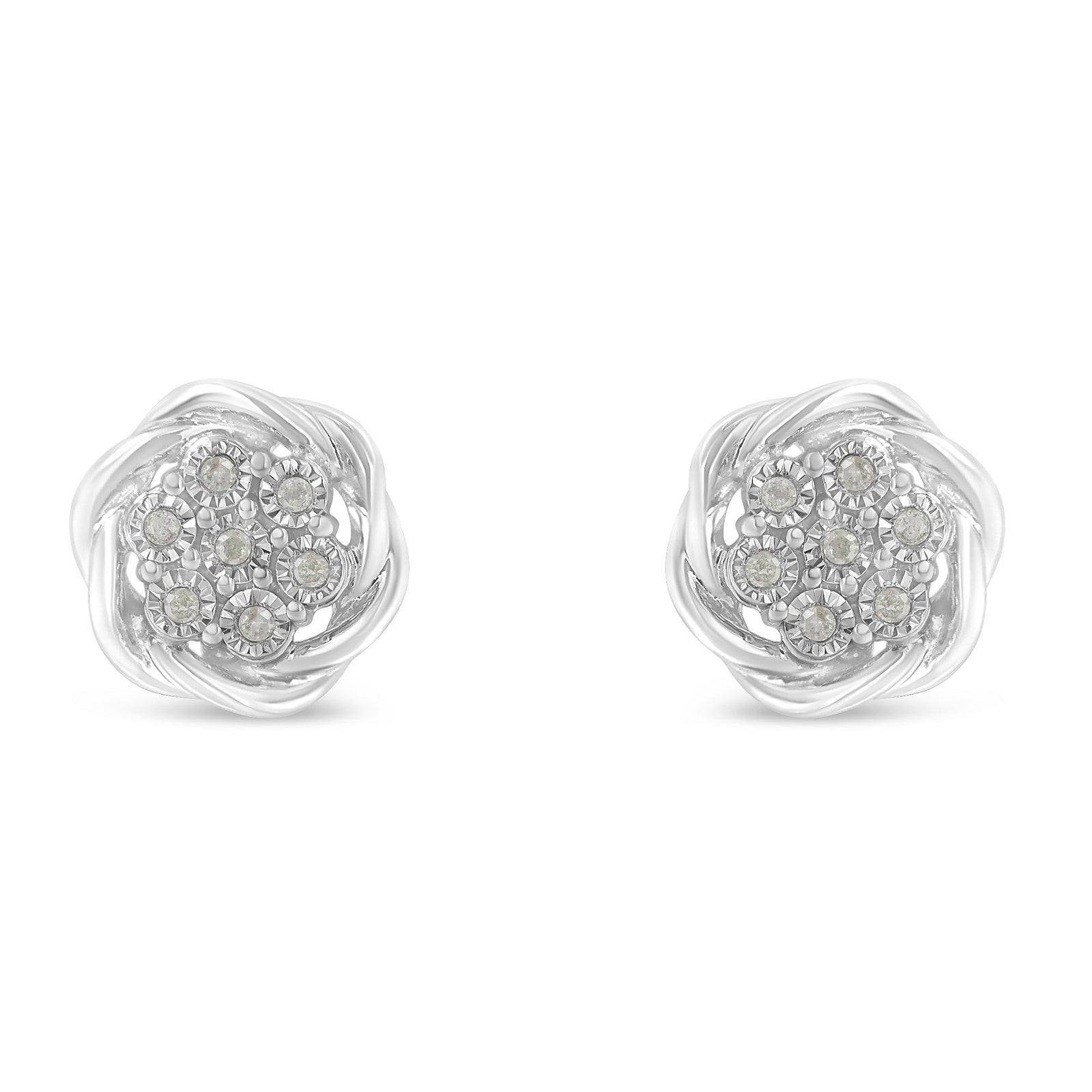Sterling Silver Diamond Swirl Cluster Stud Earrings (1/6 cttw, I-J Color, I2-I3 Clarity) - LinkagejewelrydesignLinkagejewelrydesign