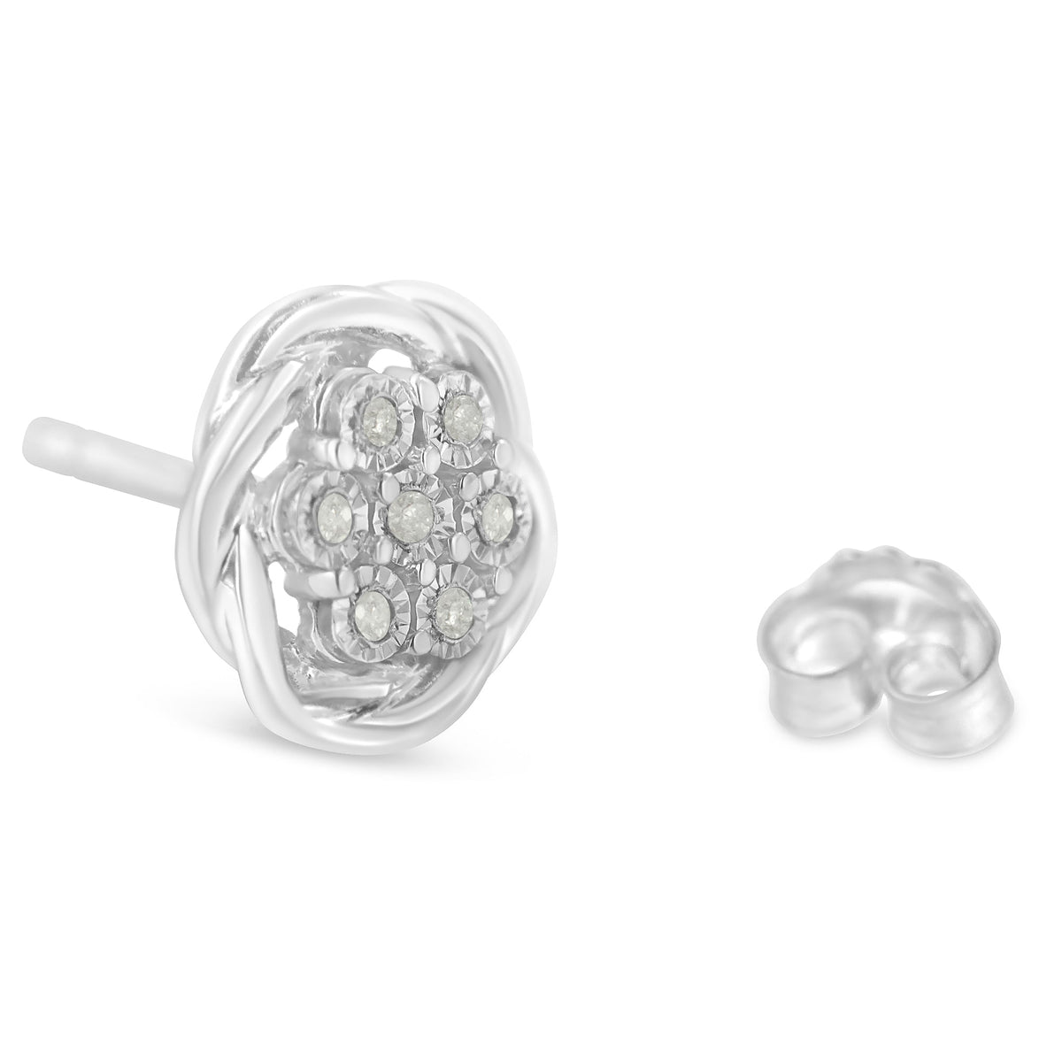 Sterling Silver Diamond Swirl Cluster Stud Earrings (1/6 cttw, I-J Color, I2-I3 Clarity) - LinkagejewelrydesignLinkagejewelrydesign
