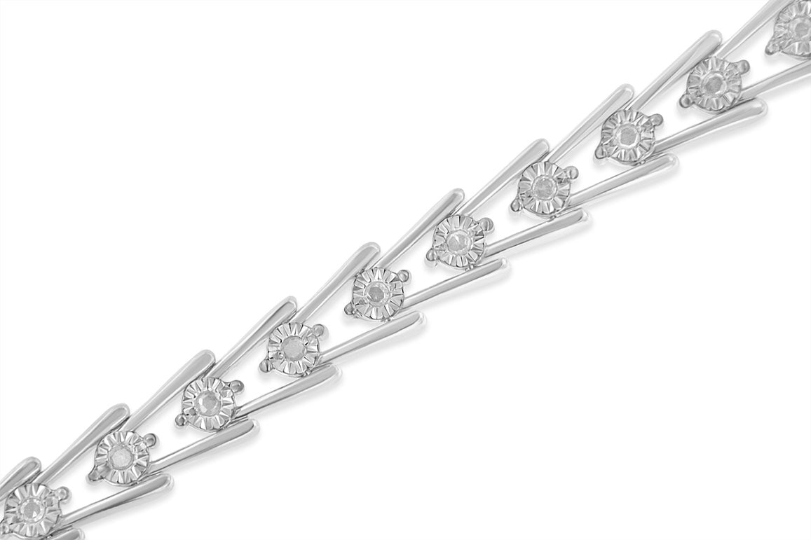 Sterling Silver Diamond Wave-Style Link Bracelet (0.5 cttw, I-J Color, I3 Clarity) - LinkagejewelrydesignLinkagejewelrydesign