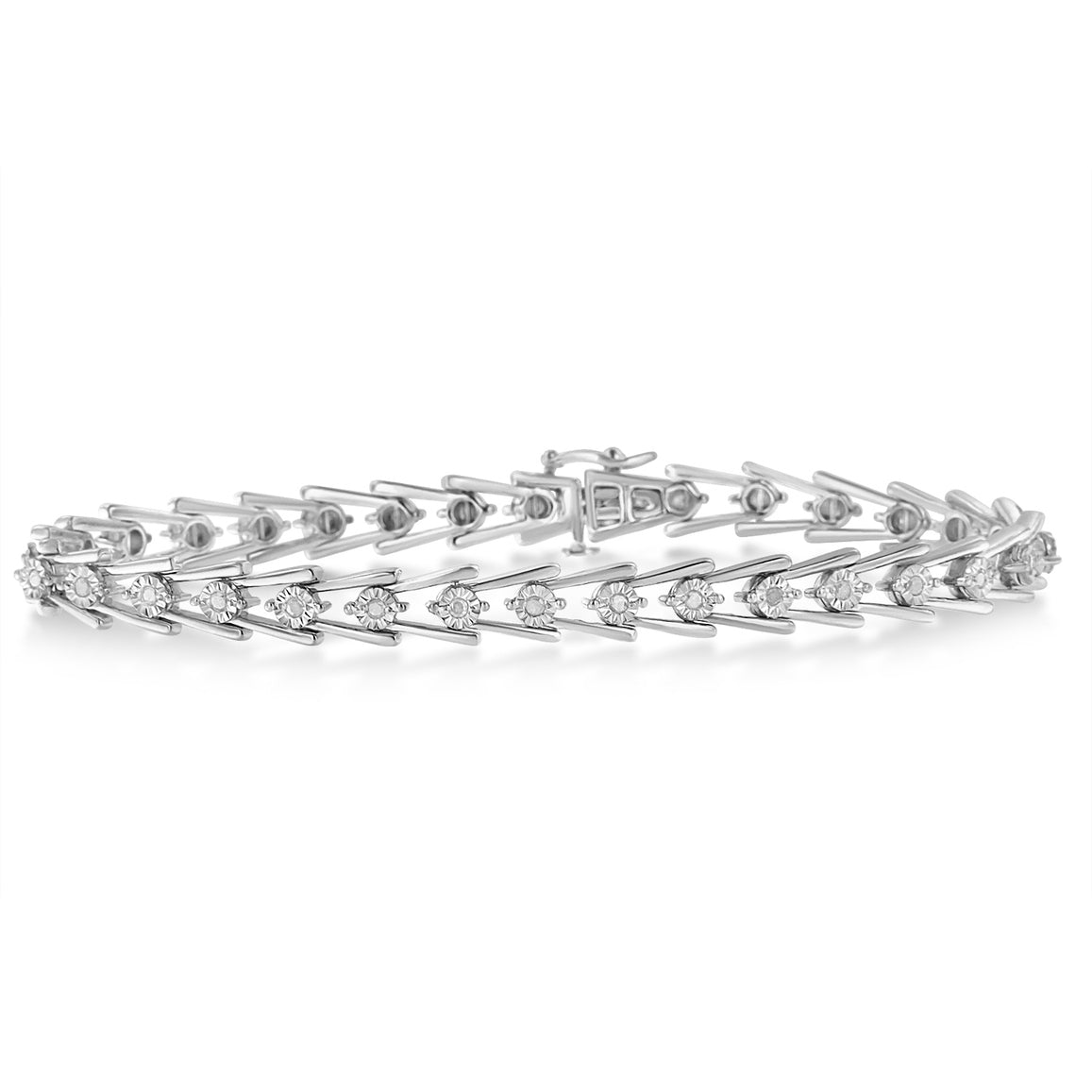 Sterling Silver Diamond Wave-Style Link Bracelet (0.5 cttw, I-J Color, I3 Clarity) - LinkagejewelrydesignLinkagejewelrydesign