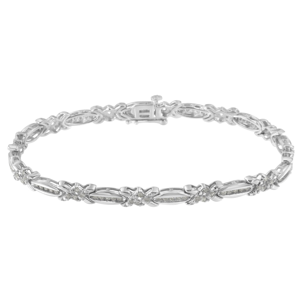 Sterling Silver Diamond X-Link Tennis Bracelet (1 cttw, I-J Color, I3 Clarity) - LinkagejewelrydesignLinkagejewelrydesign