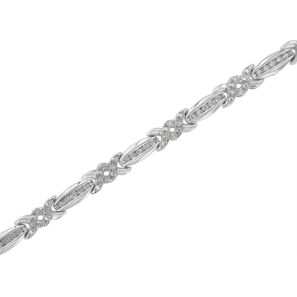 Sterling Silver Diamond X-Link Tennis Bracelet (1 cttw, I-J Color, I3 Clarity) - LinkagejewelrydesignLinkagejewelrydesign