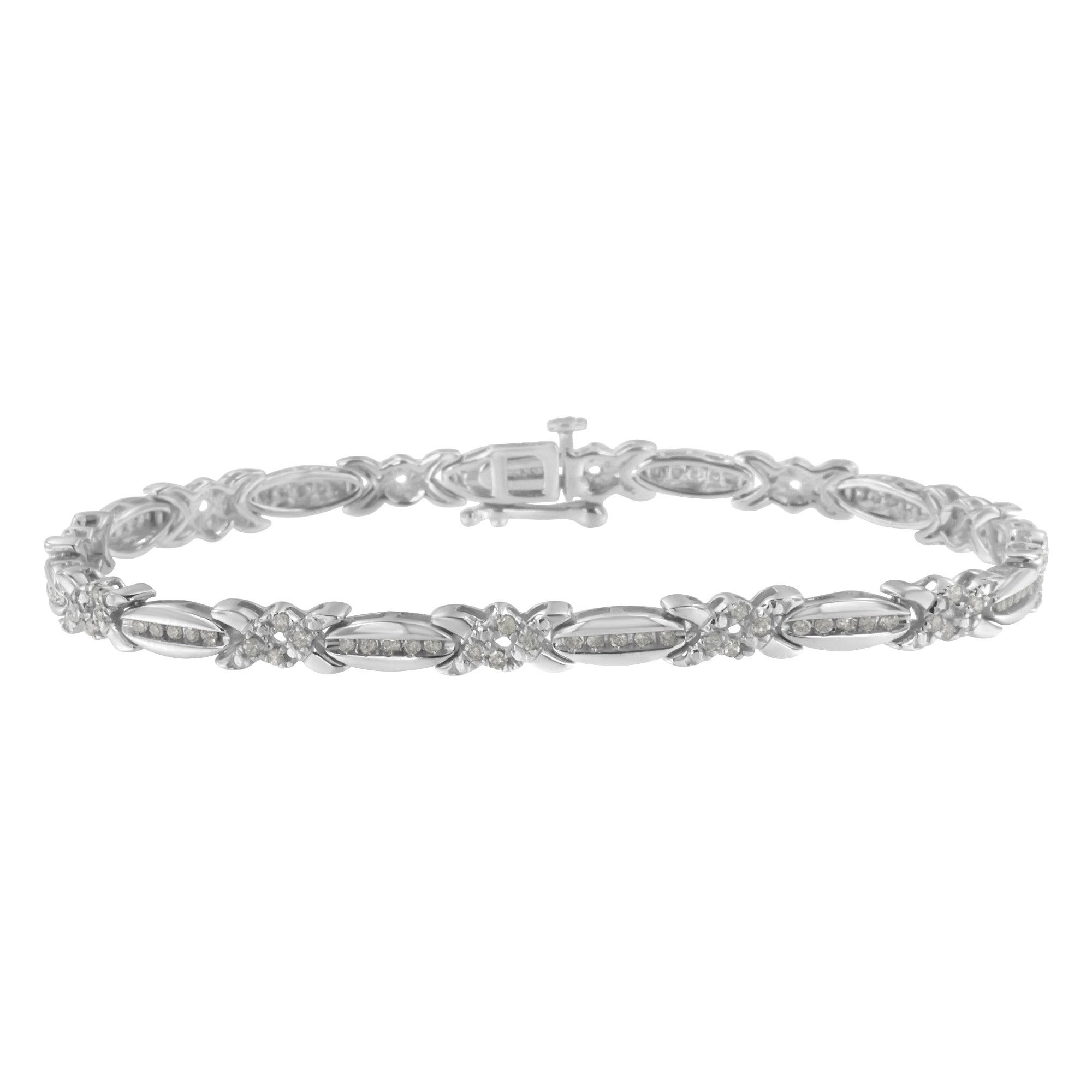 Sterling Silver Diamond X-Link Tennis Bracelet (1 cttw, I-J Color, I3 Clarity) - LinkagejewelrydesignLinkagejewelrydesign