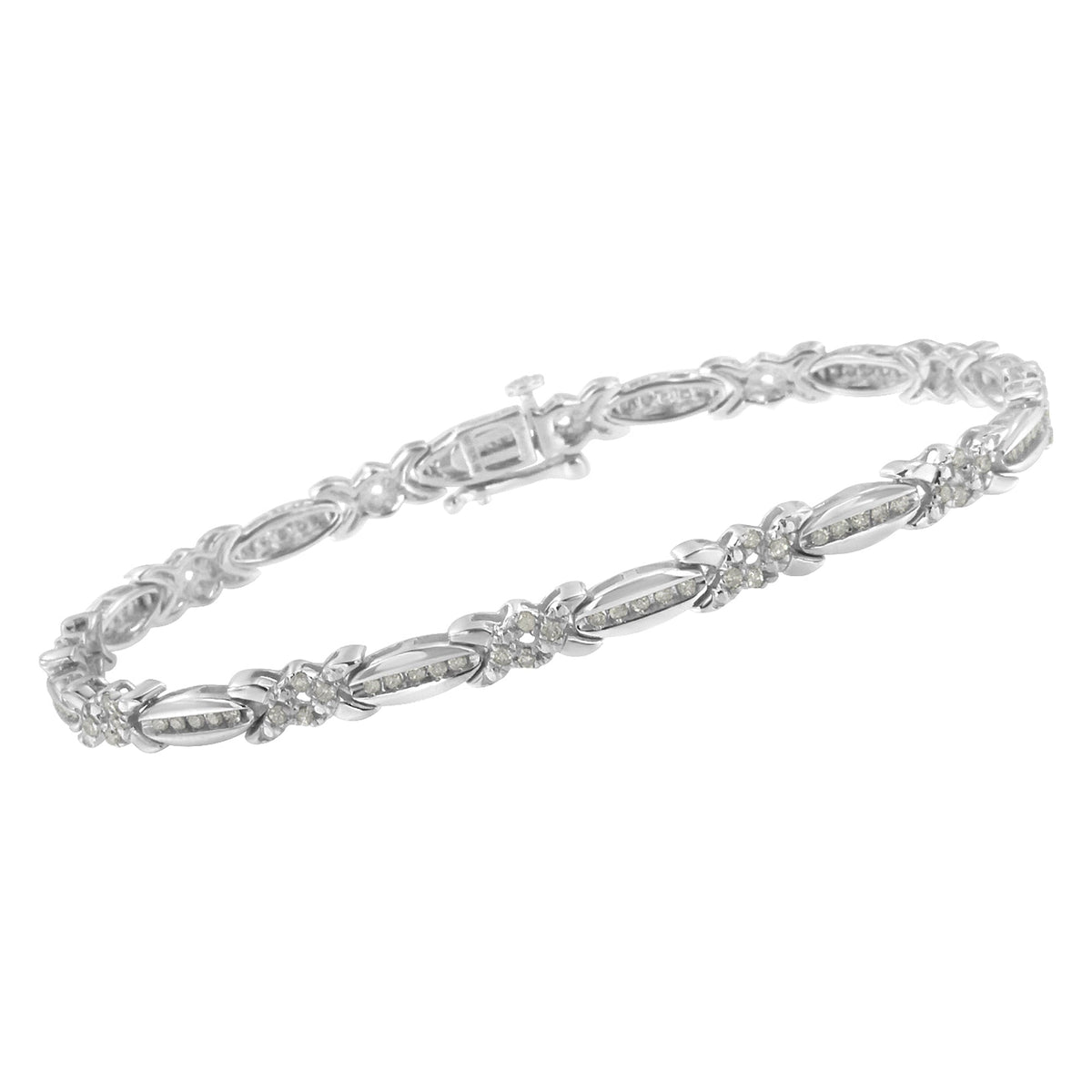 Sterling Silver Diamond X-Link Tennis Bracelet (1 cttw, I-J Color, I3 Clarity) - LinkagejewelrydesignLinkagejewelrydesign