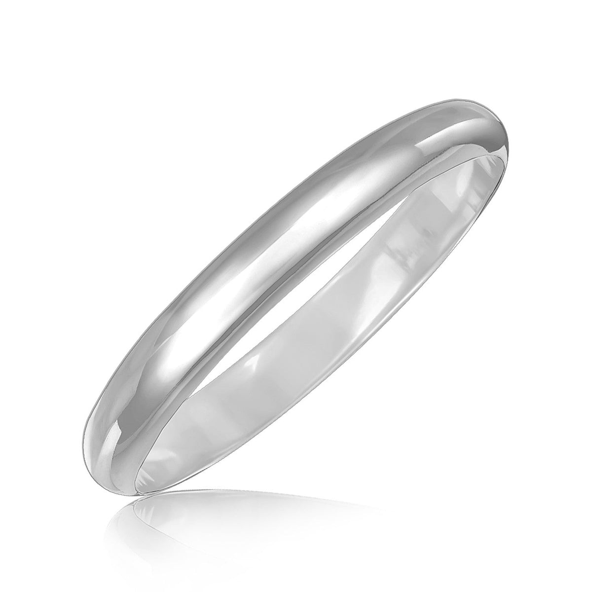 Sterling Silver Dome Style Bangle with Rhodium Plating - LinkagejewelrydesignLinkagejewelrydesign