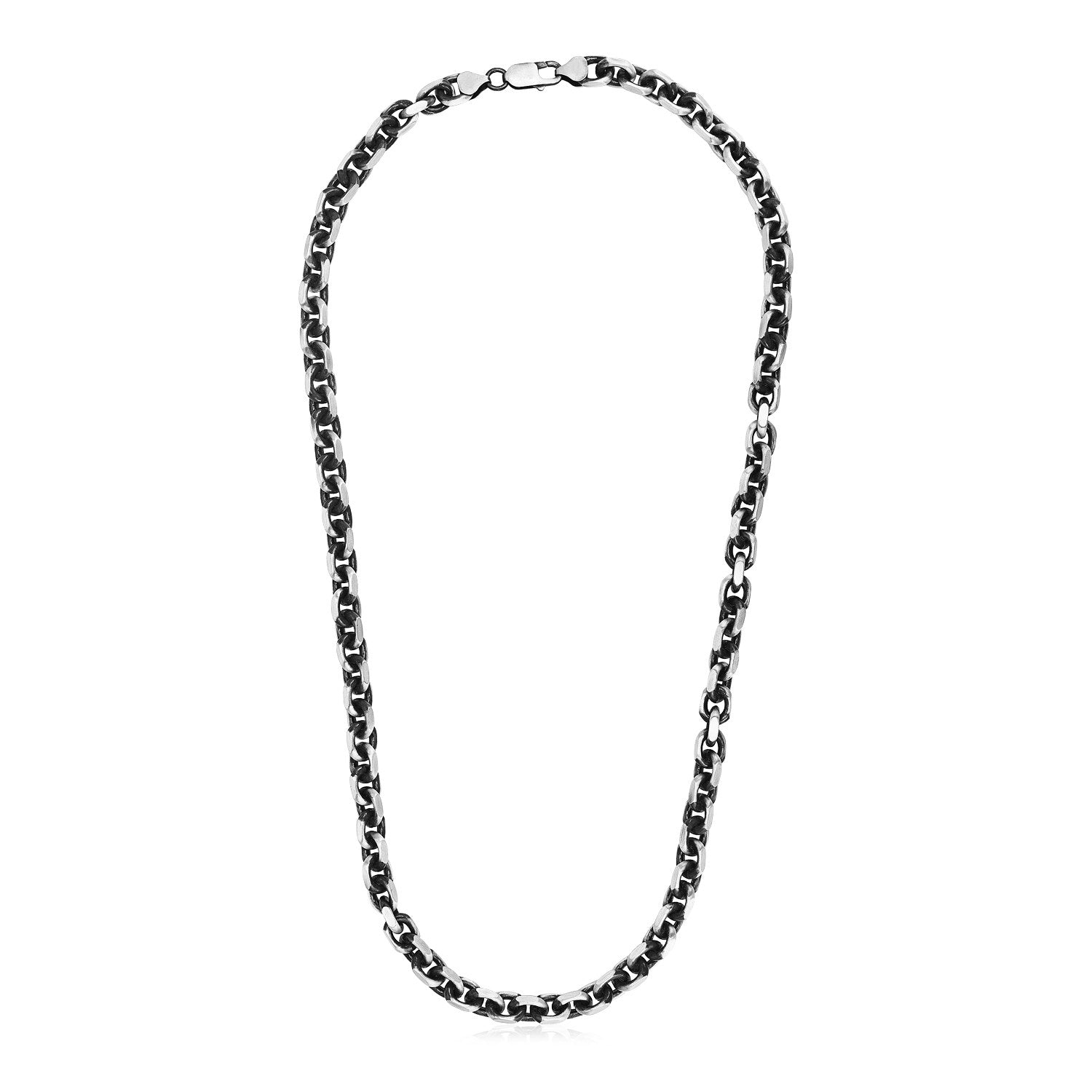 Sterling Silver Gunmetal Finish Oval Link Necklace - LinkagejewelrydesignLinkagejewelrydesign