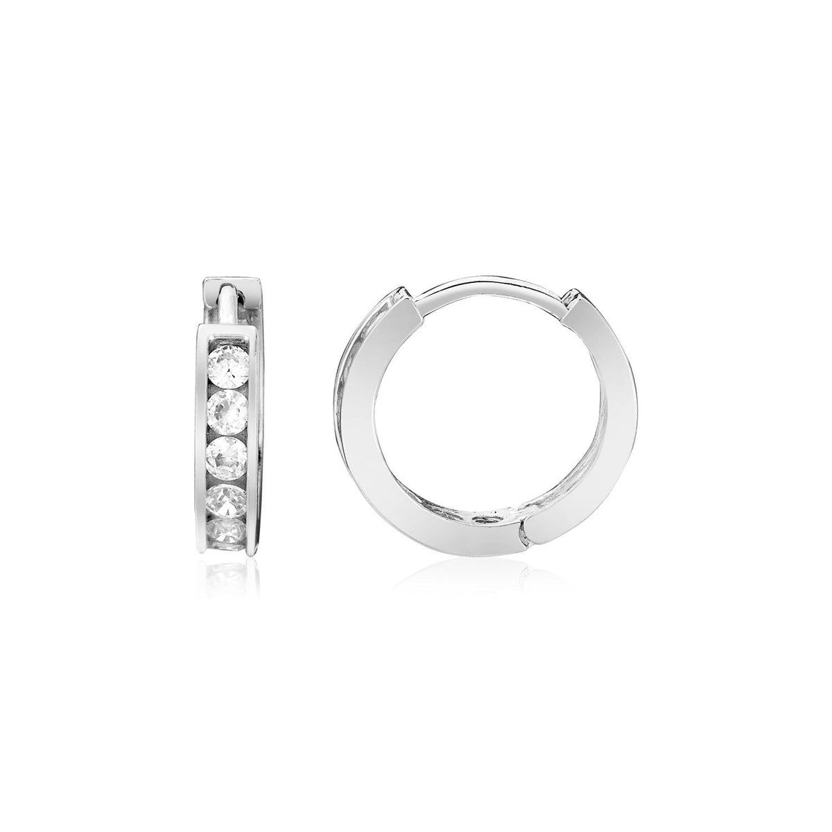 Sterling Silver Petite Hoop Earrings with Cubic Zirconias - LinkagejewelrydesignLinkagejewelrydesign
