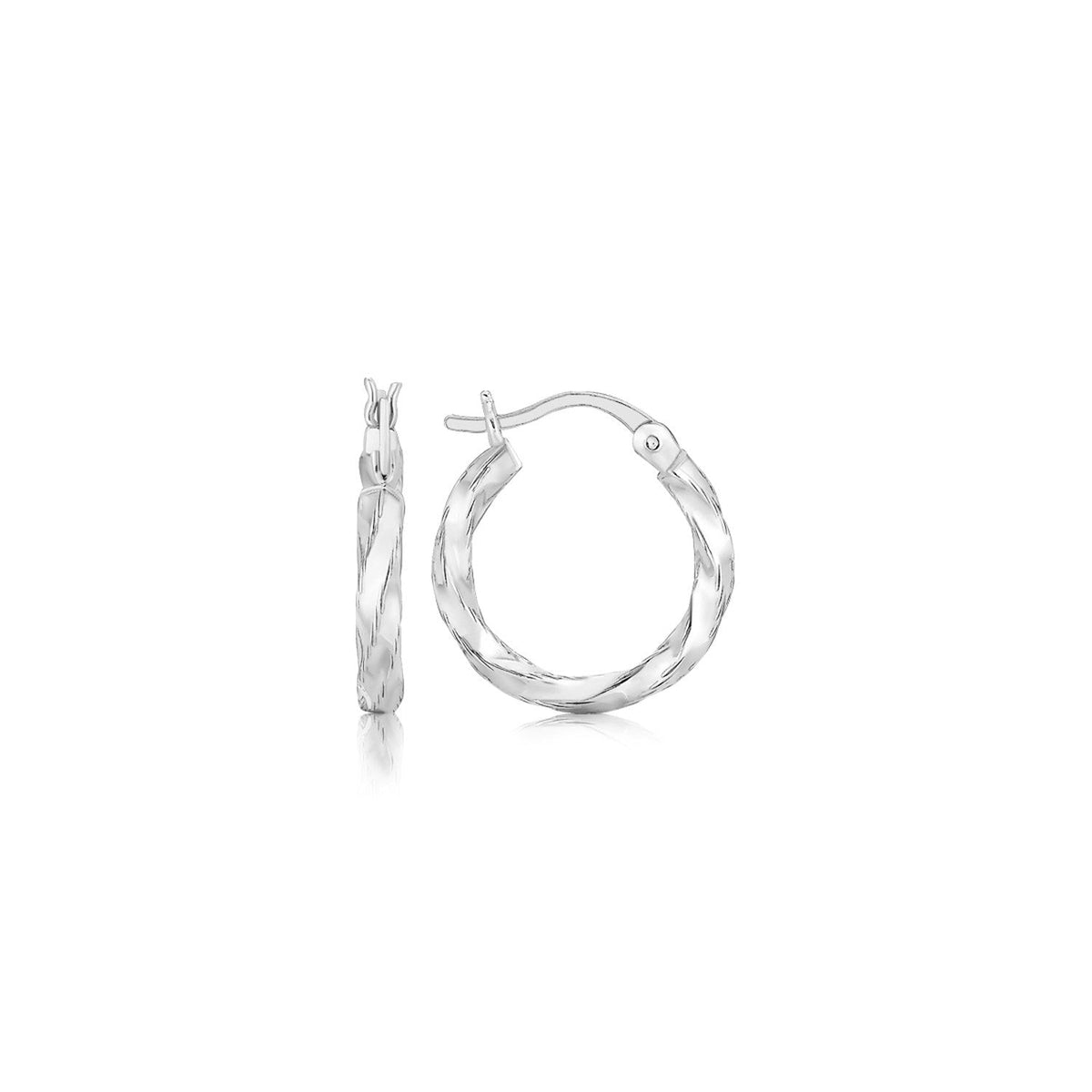 Sterling Silver Polished Twist Design Hoop Earrings - LinkagejewelrydesignLinkagejewelrydesign