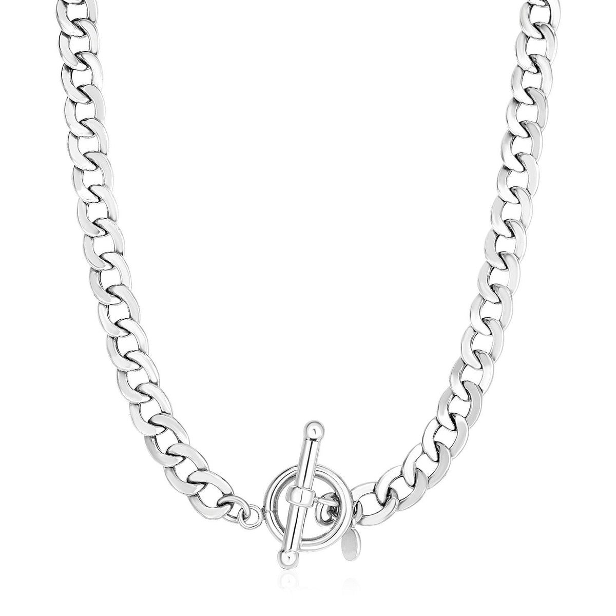 Sterling Silver Polished Wide Link Toggle Necklace - LinkagejewelrydesignLinkagejewelrydesign