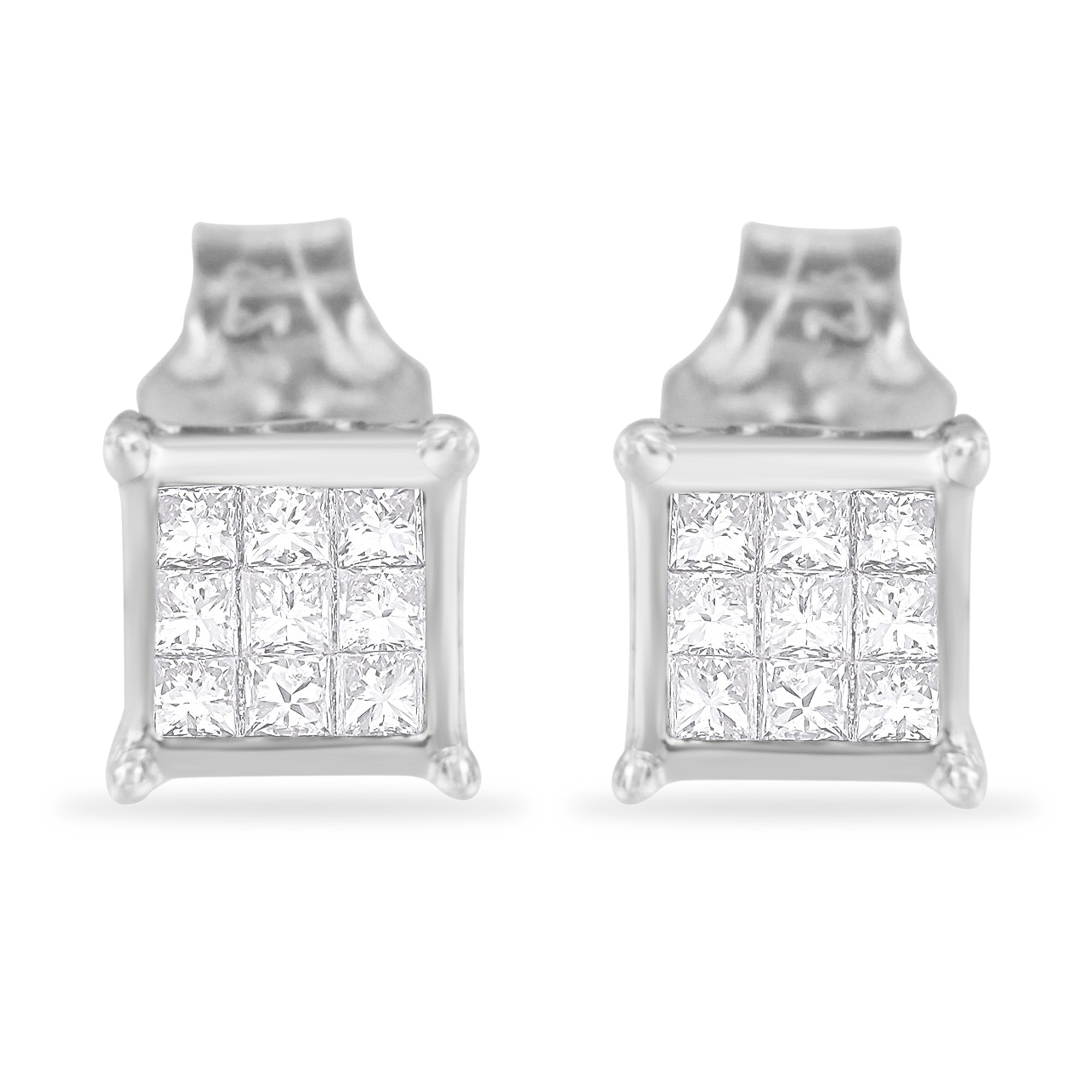 Sterling Silver Princess Cut Diamond Square Stud Earrings (.3 cttw, H-I Color, I1-I2 Clarity) - LinkagejewelrydesignLinkagejewelrydesign