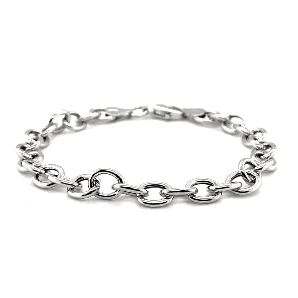 Sterling Silver Rhodium Plated Fancy Charm Bracelet - LinkagejewelrydesignLinkagejewelrydesign