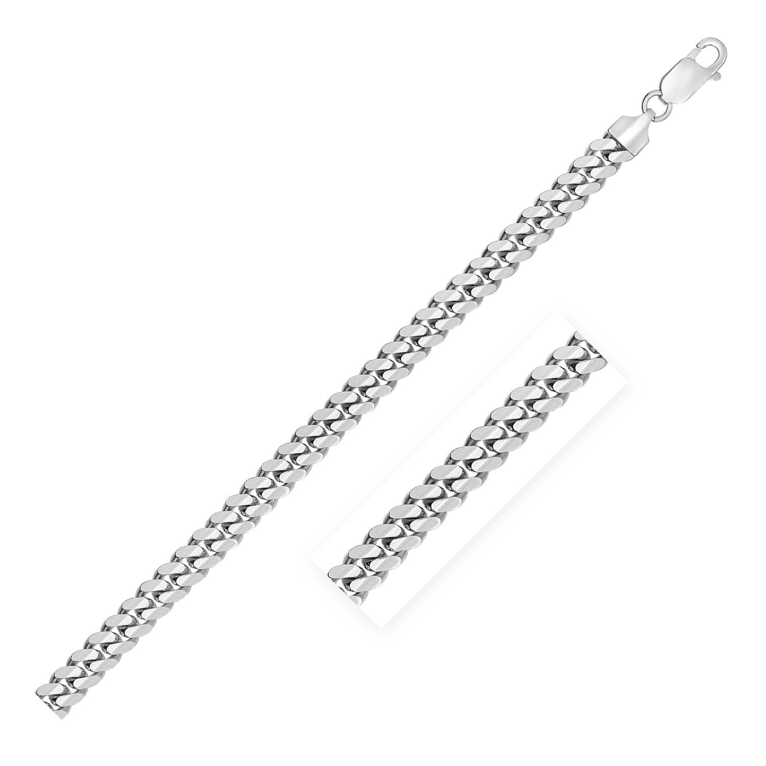 Sterling Silver Rhodium Plated Miami Cuban Chain 6.2mm - LinkagejewelrydesignLinkagejewelrydesign