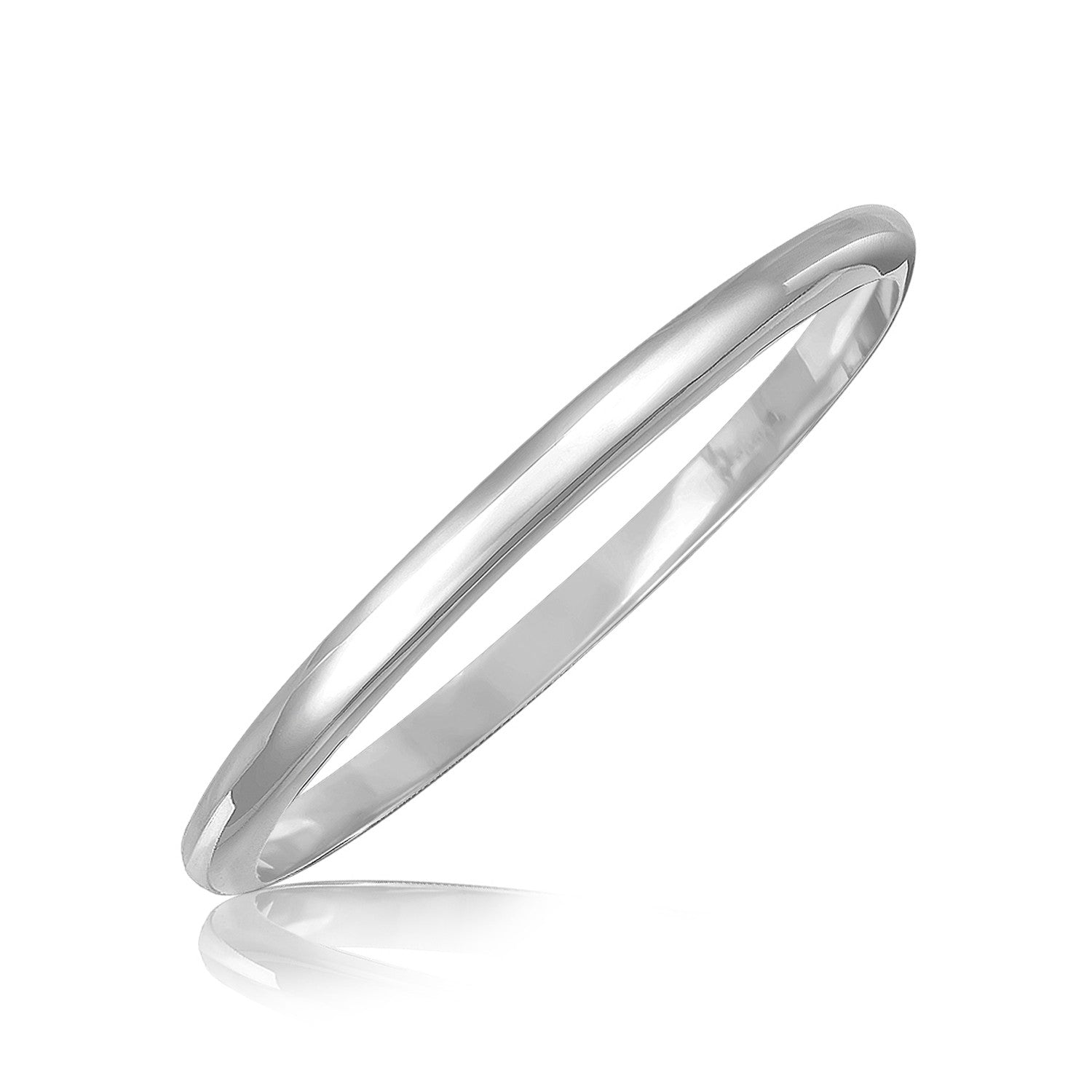 Sterling Silver Rhodium Plated Slim Dome Motif Bangle - LinkagejewelrydesignLinkagejewelrydesign