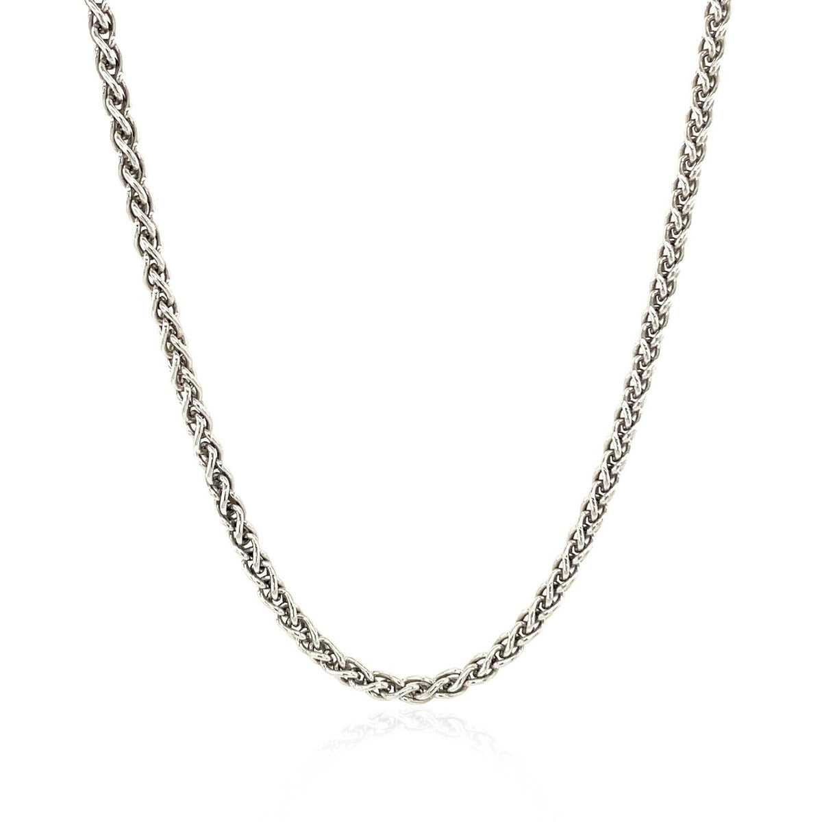 Sterling Silver Rhodium Plated Wheat Chain 2.6mm - LinkagejewelrydesignLinkagejewelrydesign