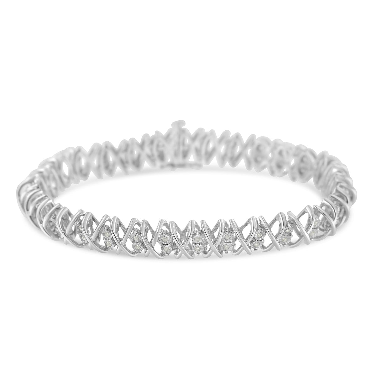 Sterling Silver rose-cut Diamond X-Link Bracelet (1 cttw, I-J Color, I2-I3 Clarity) - LinkagejewelrydesignLinkagejewelrydesign