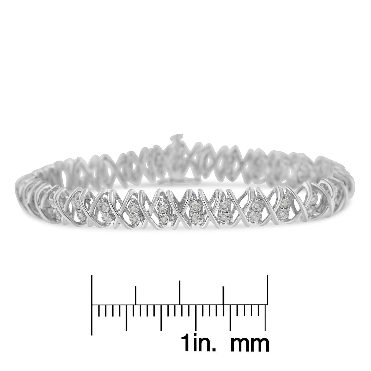 Sterling Silver rose-cut Diamond X-Link Bracelet (1 cttw, I-J Color, I2-I3 Clarity) - LinkagejewelrydesignLinkagejewelrydesign