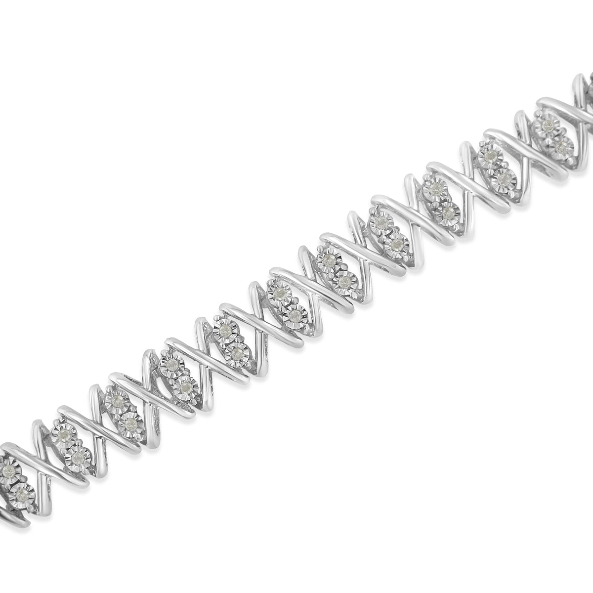 Sterling Silver rose-cut Diamond X-Link Bracelet (1 cttw, I-J Color, I2-I3 Clarity) - LinkagejewelrydesignLinkagejewelrydesign